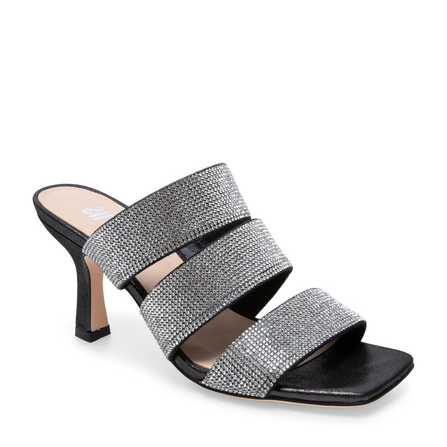 Women Silent D Heels | Lombard Sandal Black Shimmer