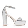 Women Silent D Platforms | Azelta Sandal Silver