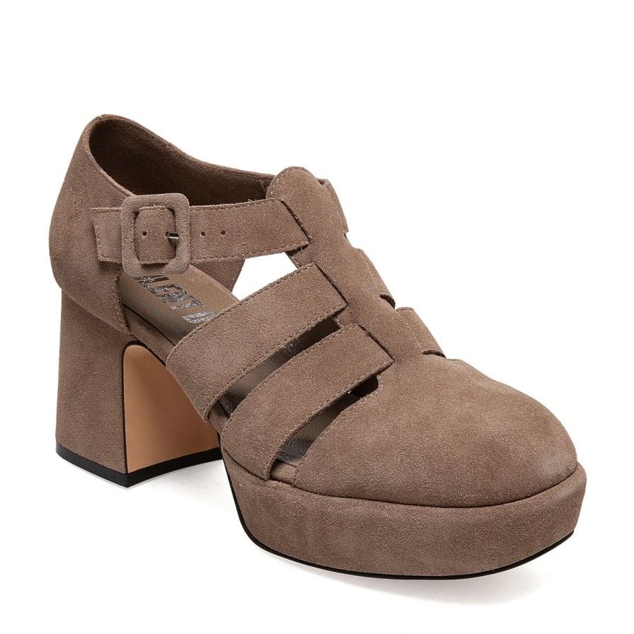 Women Silent D Heels | Oddiez Pump Taupe