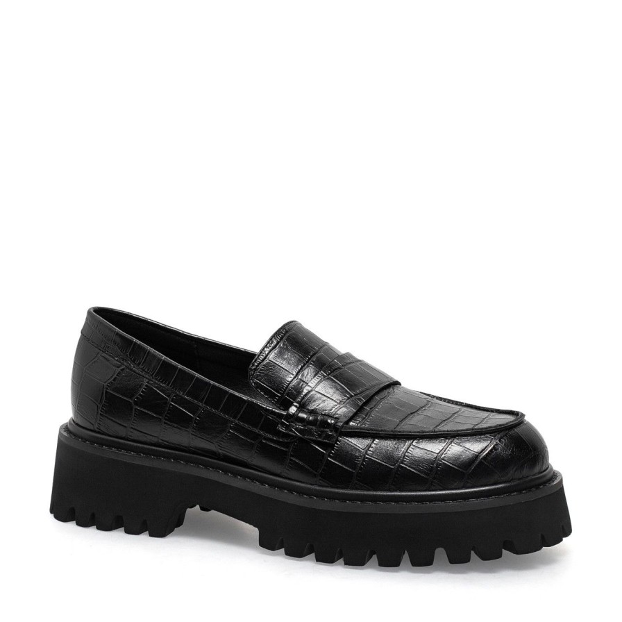 Women Silent D Flats & Loafers | Sia Loafer Black Croc