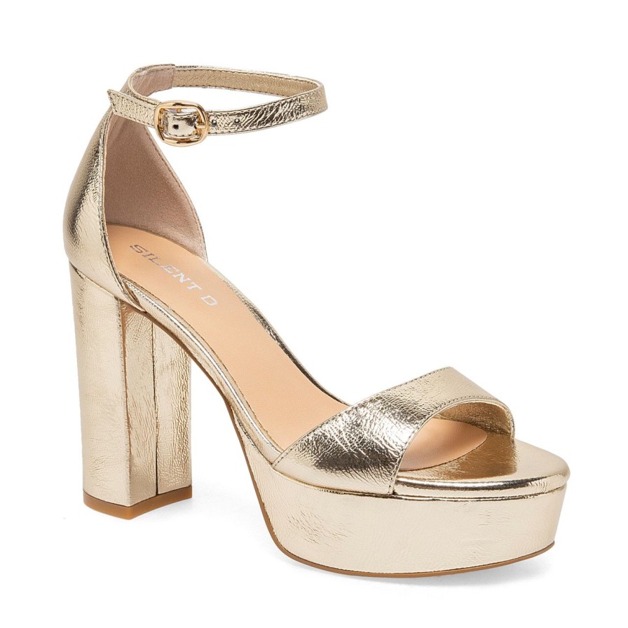 Women Silent D Platforms | Azelta Sandal Pale Gold