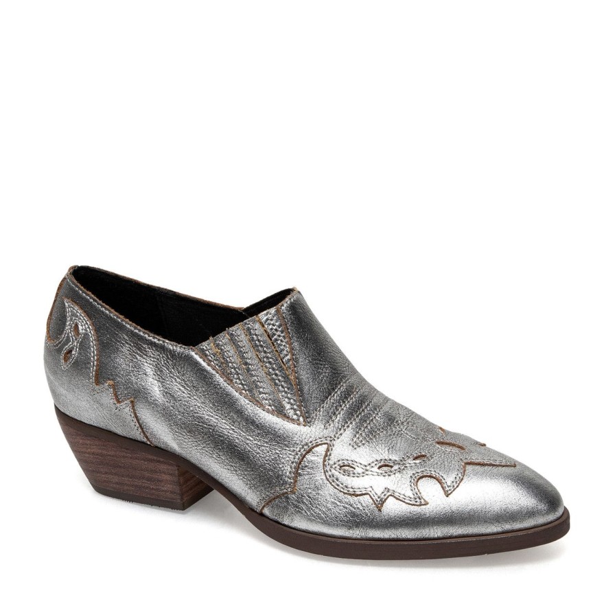 Women Silent D Ankle Boots | Tarvita Bootie Silver Distressed