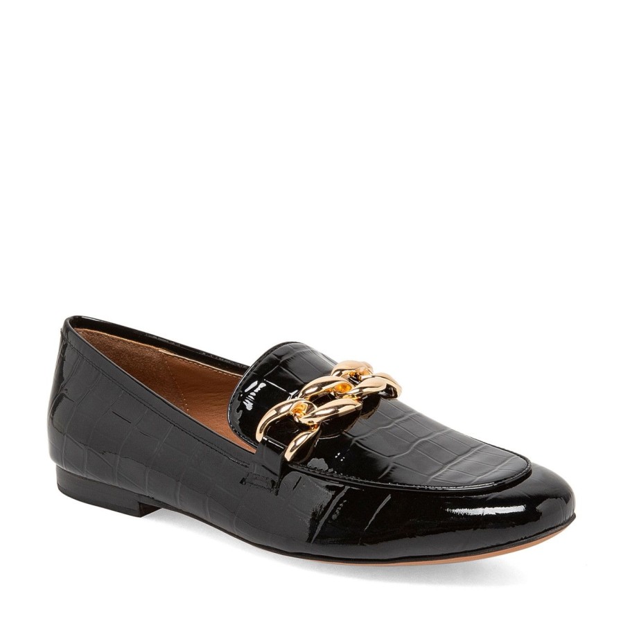 Women Silent D Flats & Loafers | Goose Loafer Black Croc