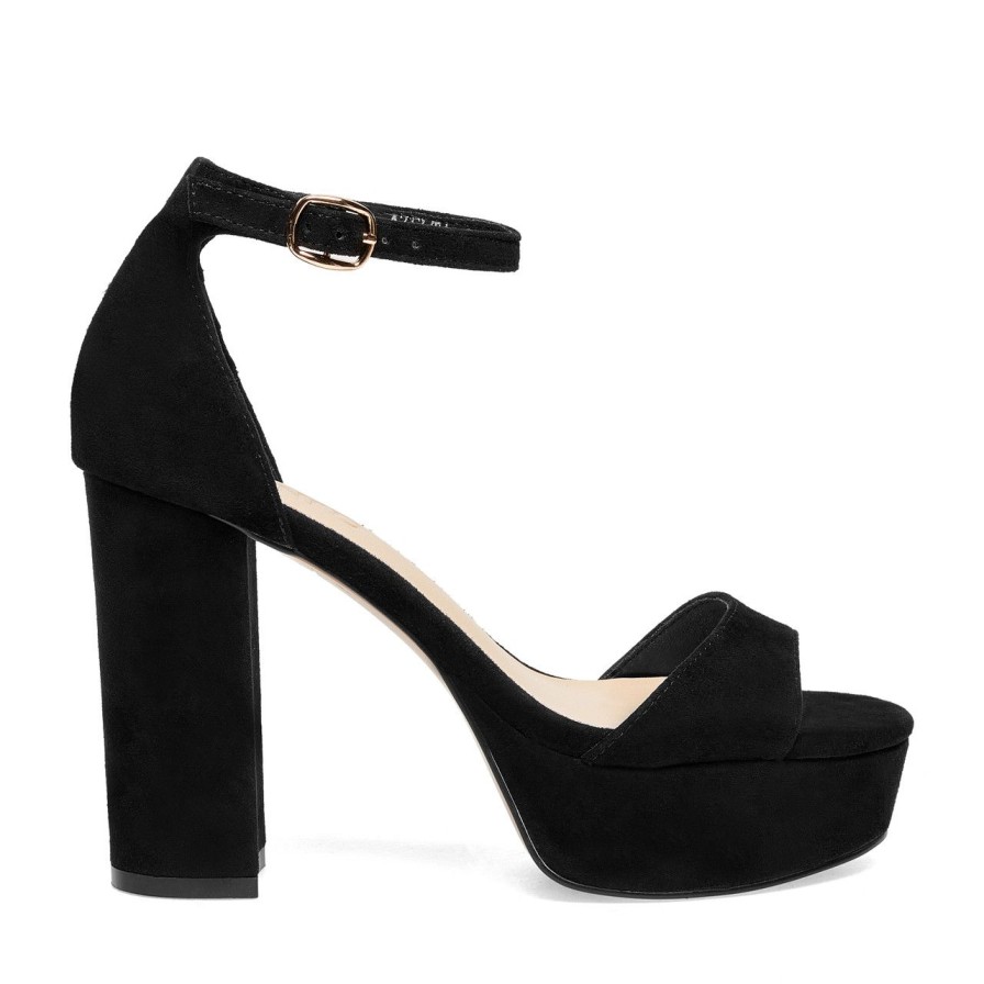 Women Silent D Platforms | Azelta Sandal Black