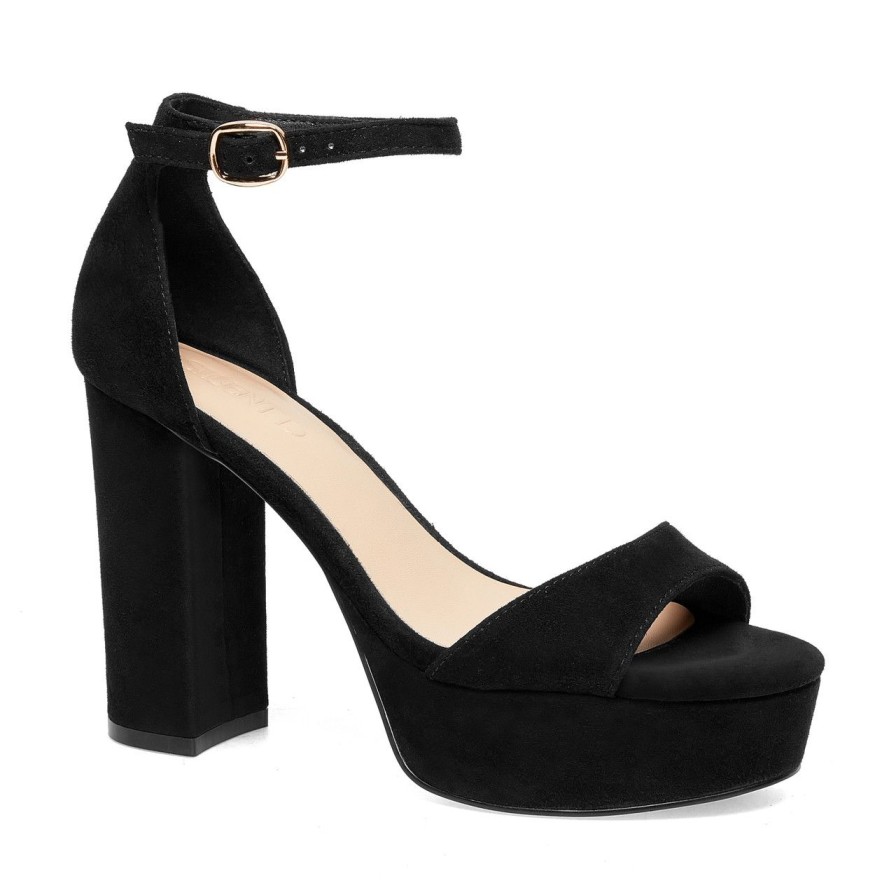 Women Silent D Platforms | Azelta Sandal Black