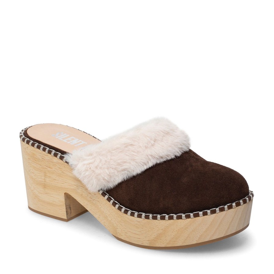 Women Silent D Mules & Clogs | Fuzzee Clog Chocolate