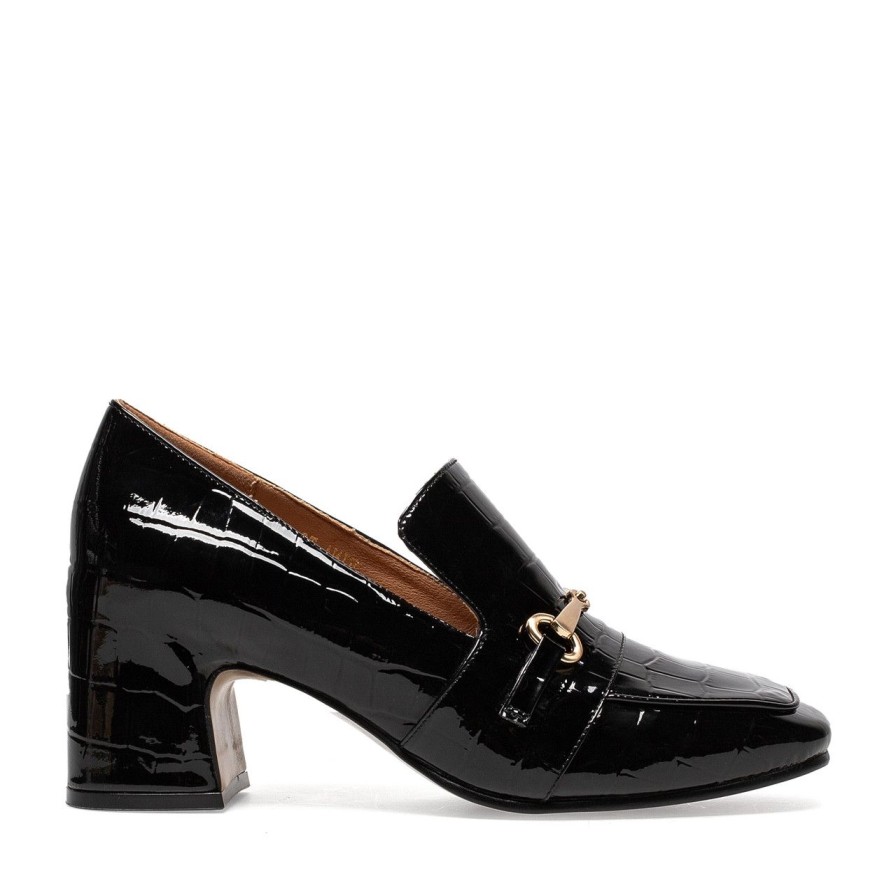 Women Silent D Heels | Fina Pump Black Croc