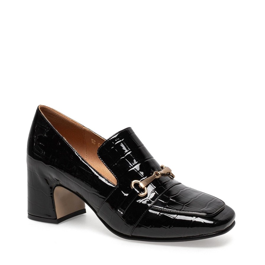 Women Silent D Heels | Fina Pump Black Croc