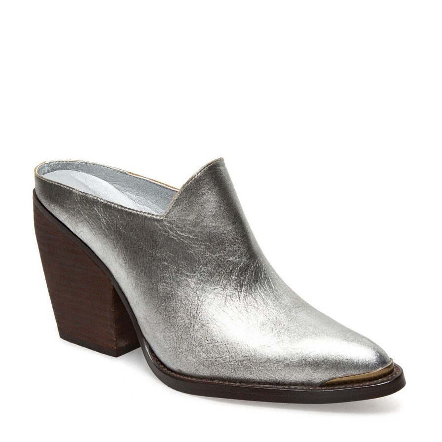 Women Silent D Mules & Clogs | Mulap Mule Silver Distressed