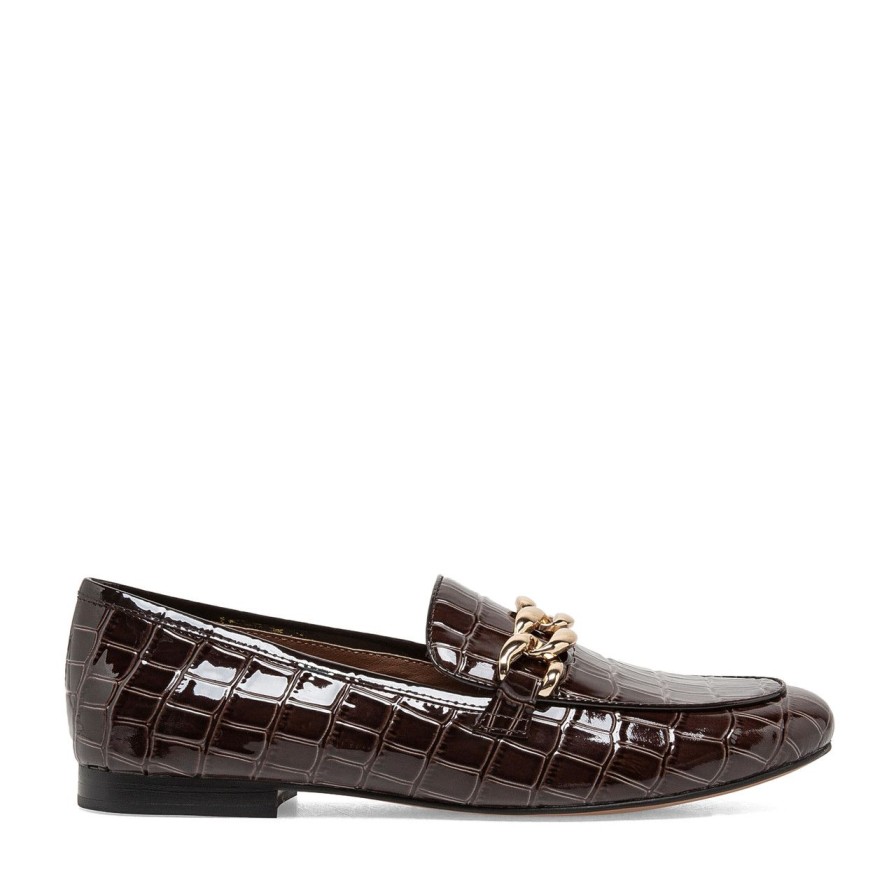 Women Silent D Flats & Loafers | Goose Loafer Chocolate Croc