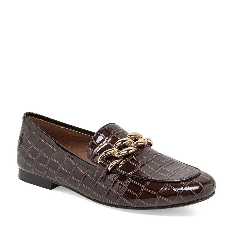 Women Silent D Flats & Loafers | Goose Loafer Chocolate Croc