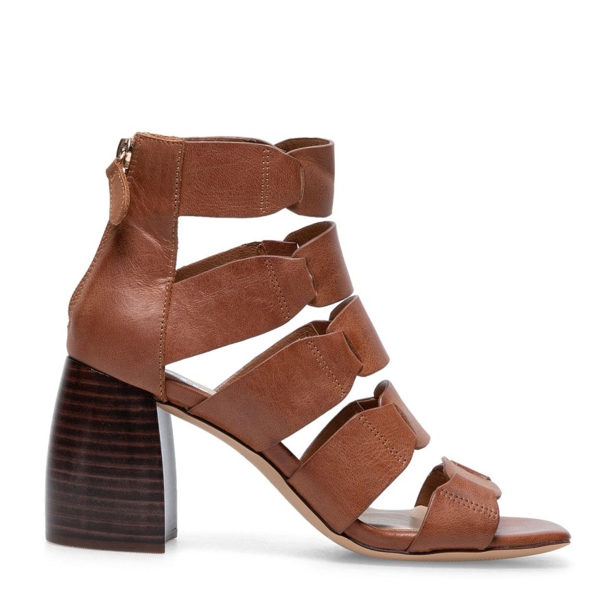 Women Silent D Heels | Tobar Sandal Chestnut/Chocolate