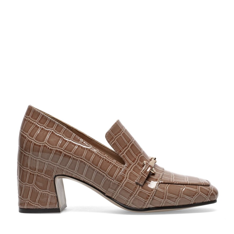 Women Silent D Heels | Fina Pump Beige Croc