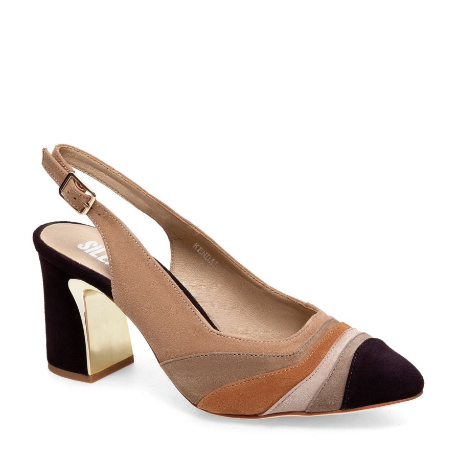 Women Silent D Heels | Kendal Pump Caramel Multi