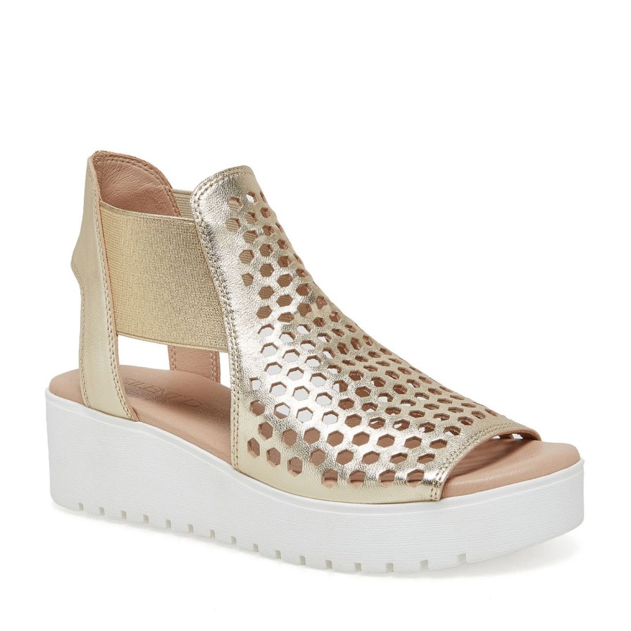 Women Silent D Platforms | Odeya Sandal Pale Gold/White