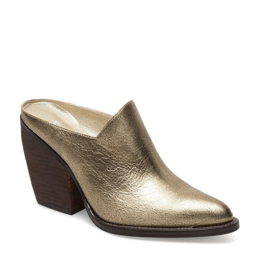 Women Silent D Mules & Clogs | Mulap Mule Gold Distressed