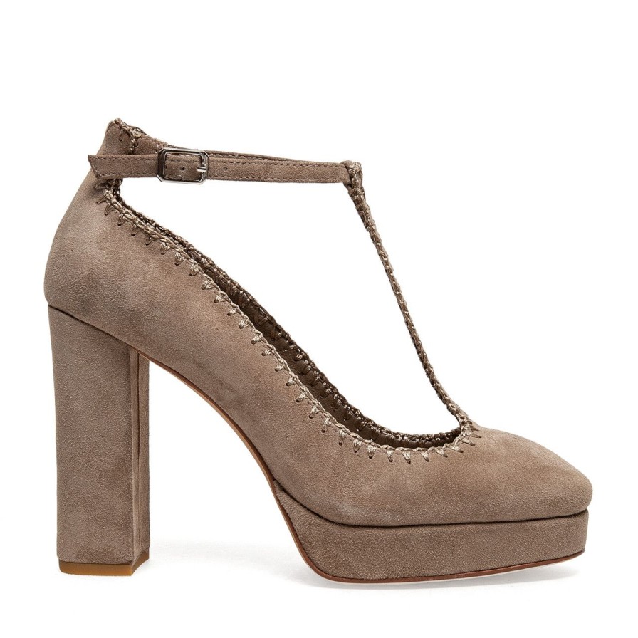 Women Silent D Heels | Adata Pump Taupe