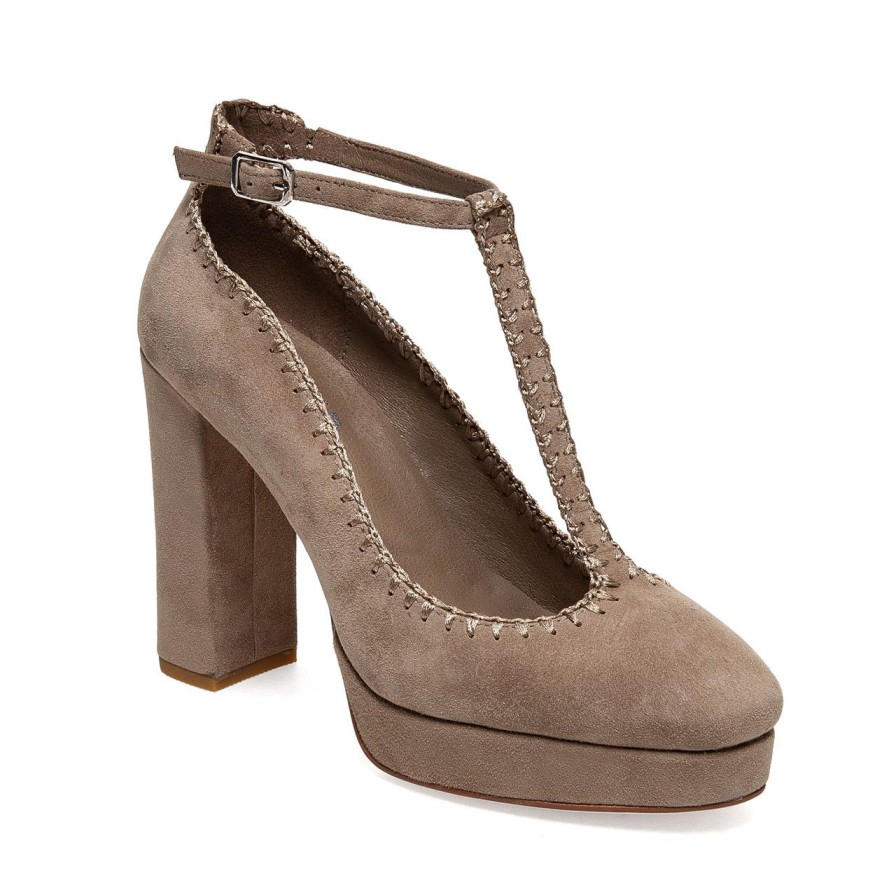 Women Silent D Heels | Adata Pump Taupe