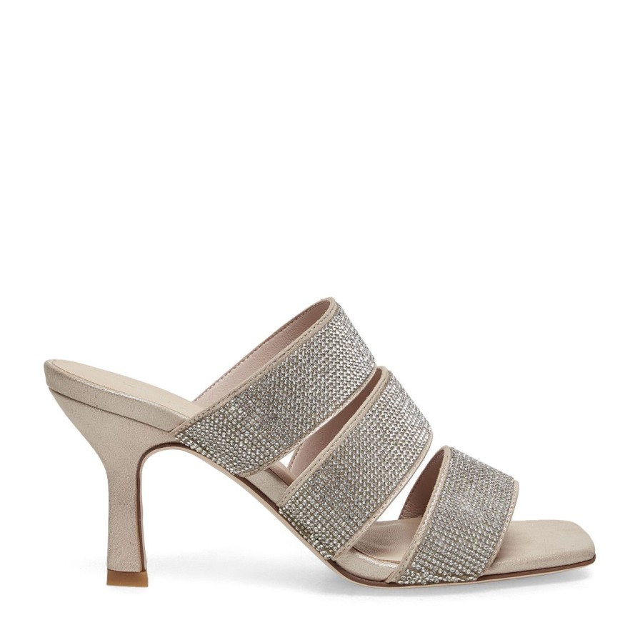 Women Silent D Heels | Lombard Sandal Nude Shimmer