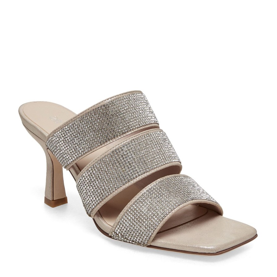 Women Silent D Heels | Lombard Sandal Nude Shimmer