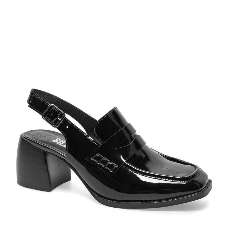 Women Silent D Heels | Peatch Loafer Black