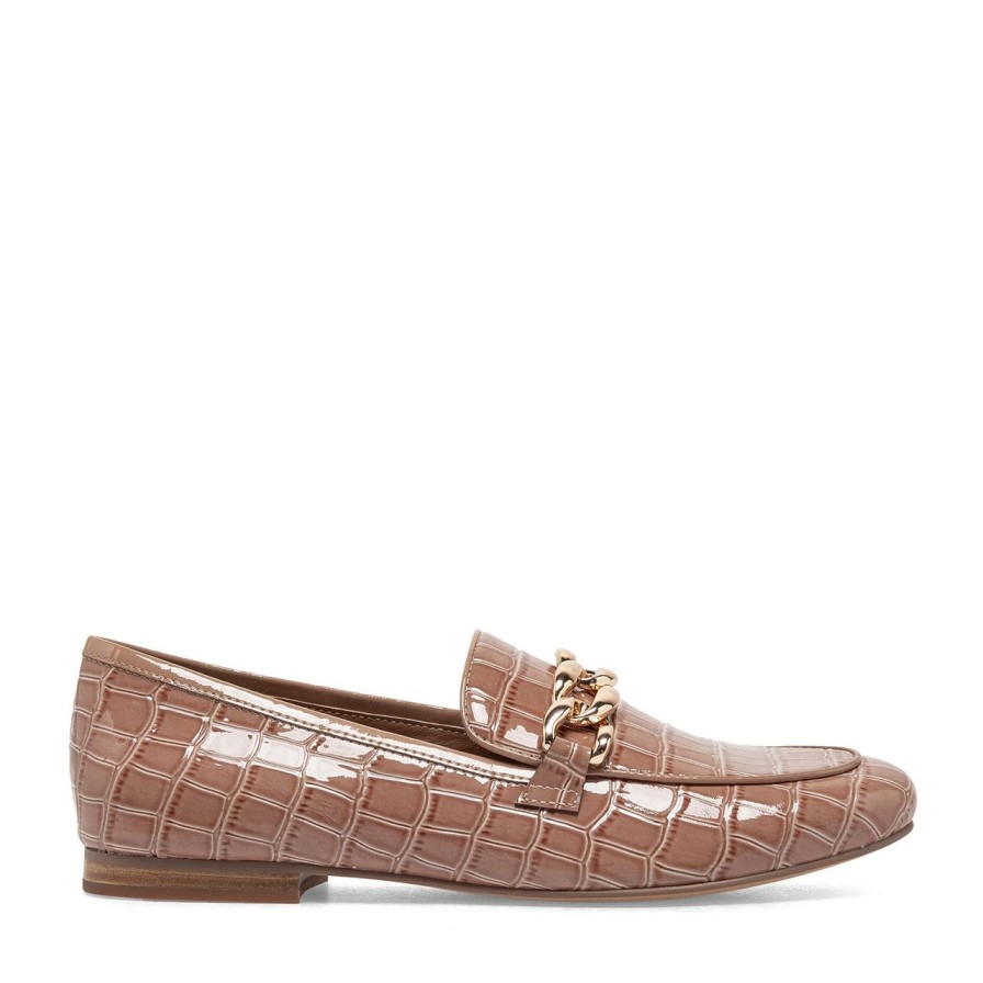 Women Silent D Flats & Loafers | Goose Loafer Beige Croc