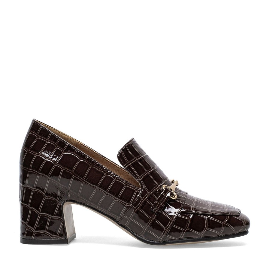 Women Silent D Heels | Fina Pump Chocolate Croc