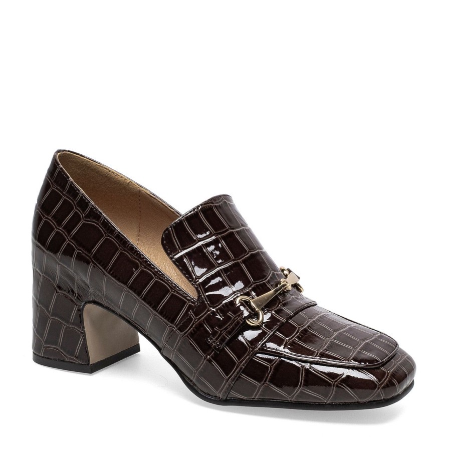 Women Silent D Heels | Fina Pump Chocolate Croc