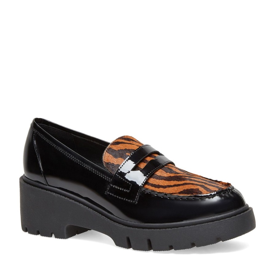 Women Silent D Flats & Loafers | Xainay Loafer Black Zebra