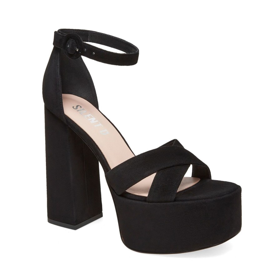 Women Silent D Platforms | Zumy Sandal Black