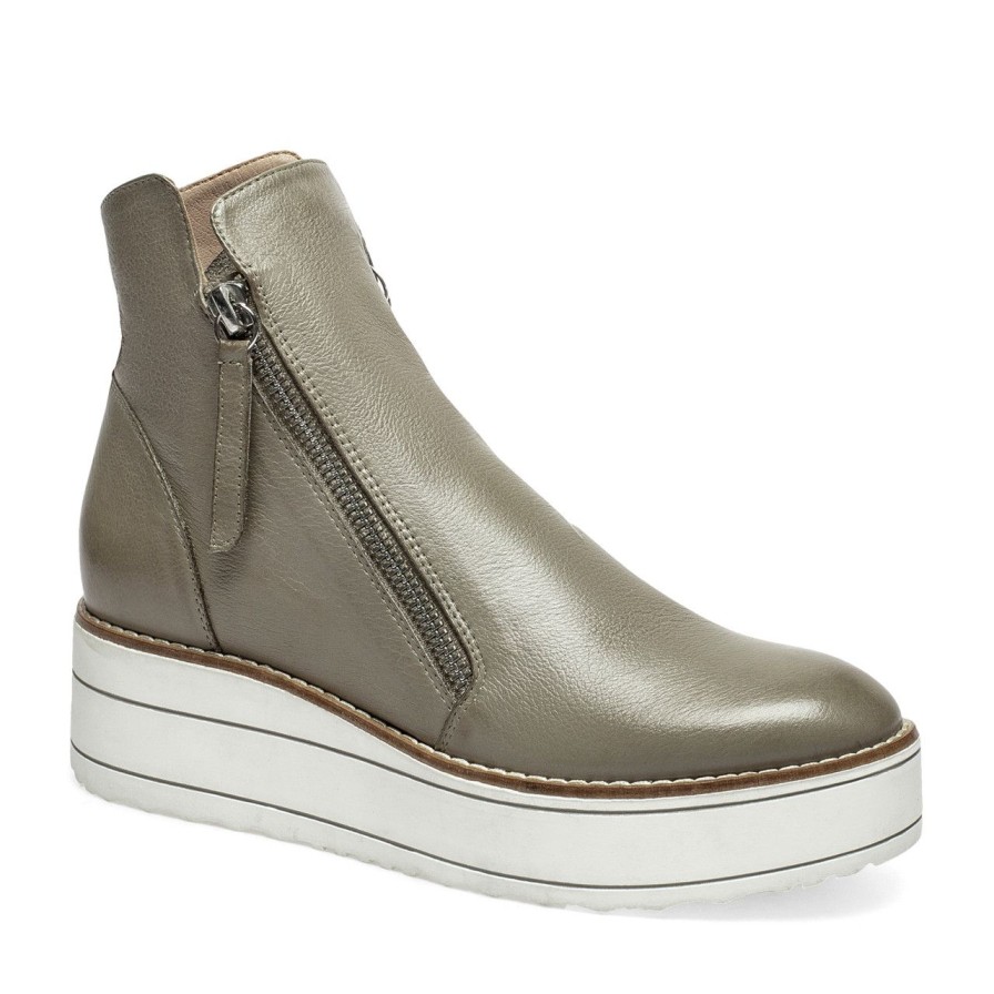 Women Silent D Ankle Boots | Nene Boot Khaki/White